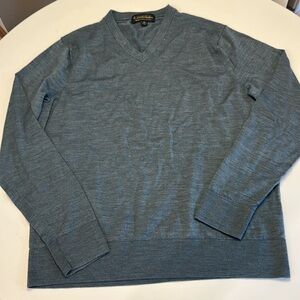 Brooks Brothers Stretch Merino Wool Blend v neck Sweater Mens M